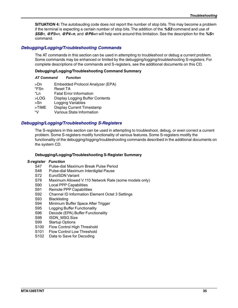 Multi-Tech Systems MTA128NT User Manual | Page 35 / 66