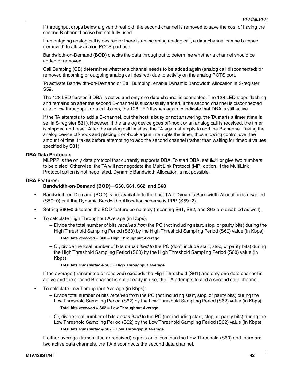 Multi-Tech Systems MTA128NT User Manual | Page 42 / 66