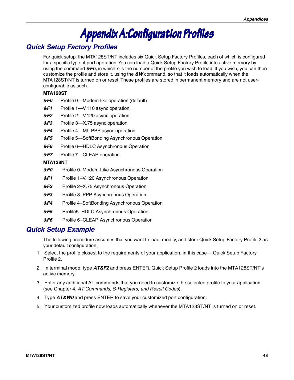 Multi-Tech Systems MTA128NT User Manual | Page 48 / 66