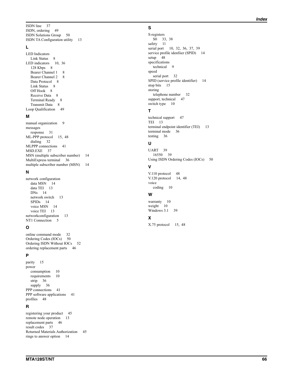 Multi-Tech Systems MTA128NT User Manual | Page 66 / 66