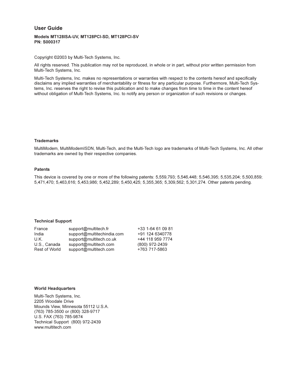 Multi-Tech Systems MT128ISA-UV User Manual | Page 2 / 42