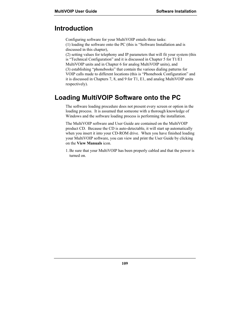 Introduction, Loading multivoip software onto the pc, Ntroduction | Oading, Ulti, Voip s, Oftware onto the | Multi-Tech Systems MULTIVOIP MVP-2410 User Manual | Page 109 / 605