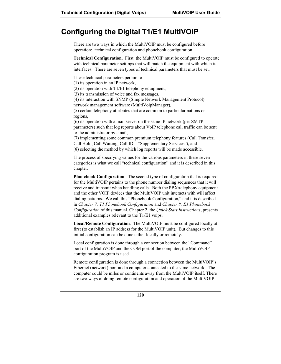 Configuring the digital t1/e1 multivoip, Onfiguring the, Igital | T1/e1 m, Ulti, Voip | Multi-Tech Systems MULTIVOIP MVP-2410 User Manual | Page 120 / 605