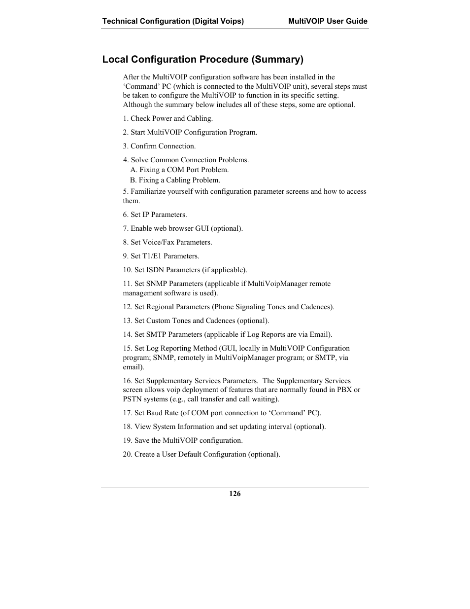 Local configuration procedure (summary) | Multi-Tech Systems MULTIVOIP MVP-2410 User Manual | Page 126 / 605