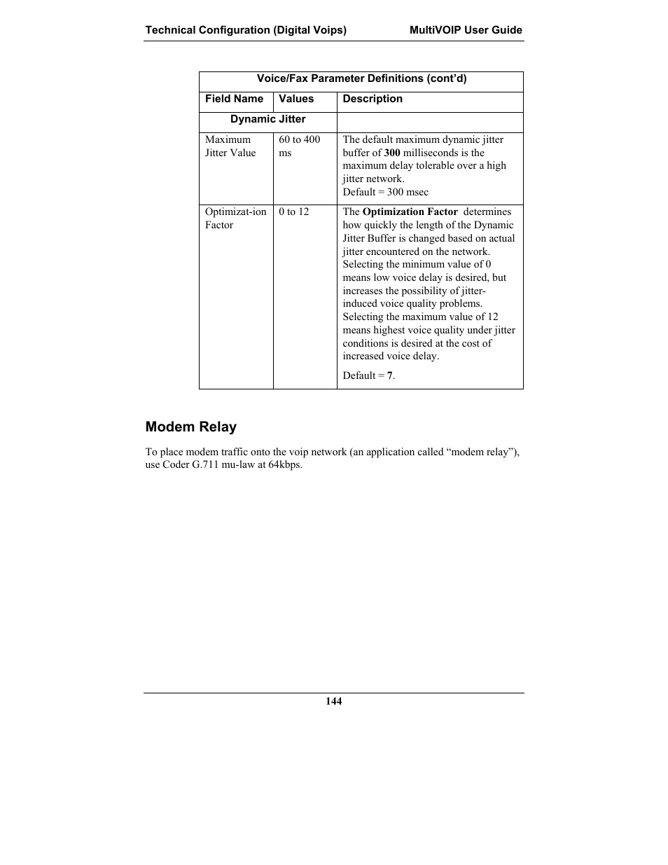 Modem relay | Multi-Tech Systems MULTIVOIP MVP-2410 User Manual | Page 144 / 605