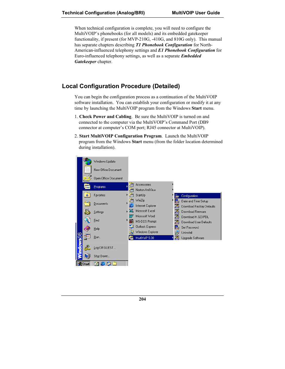 Local configuration procedure (detailed) | Multi-Tech Systems MULTIVOIP MVP-2410 User Manual | Page 204 / 605