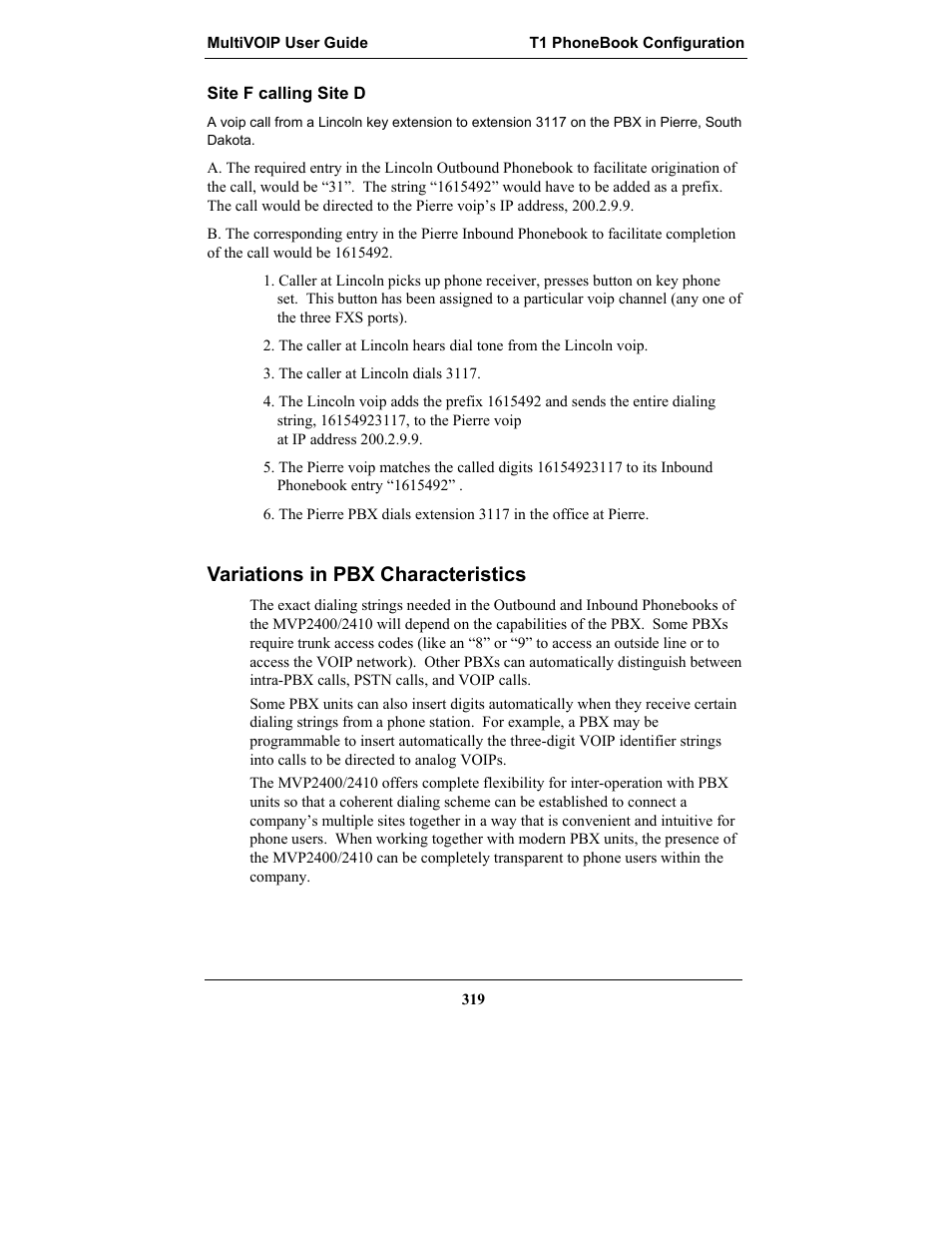 Variations in pbx characteristics | Multi-Tech Systems MULTIVOIP MVP-2410 User Manual | Page 319 / 605