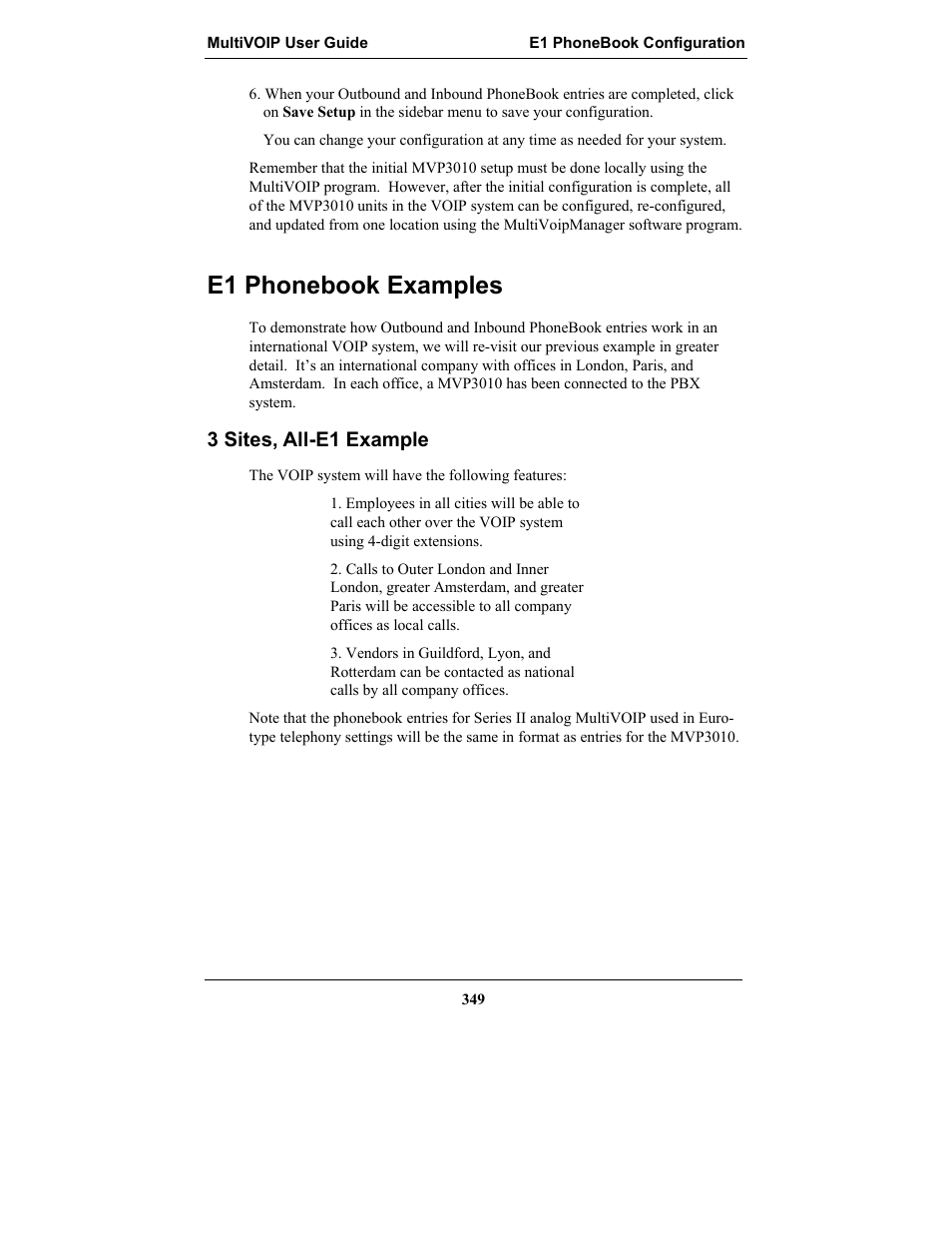 E1 phonebook examples, 3 sites, all-e1 example, E1 p | Honebook, Xamples | Multi-Tech Systems MULTIVOIP MVP-2410 User Manual | Page 349 / 605