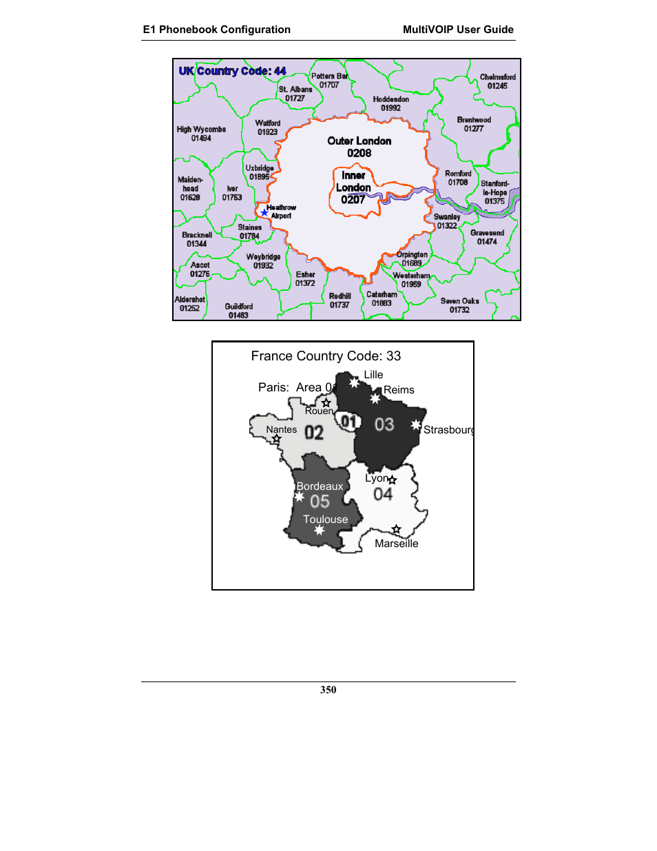 France country code: 33 | Multi-Tech Systems MULTIVOIP MVP-2410 User Manual | Page 350 / 605