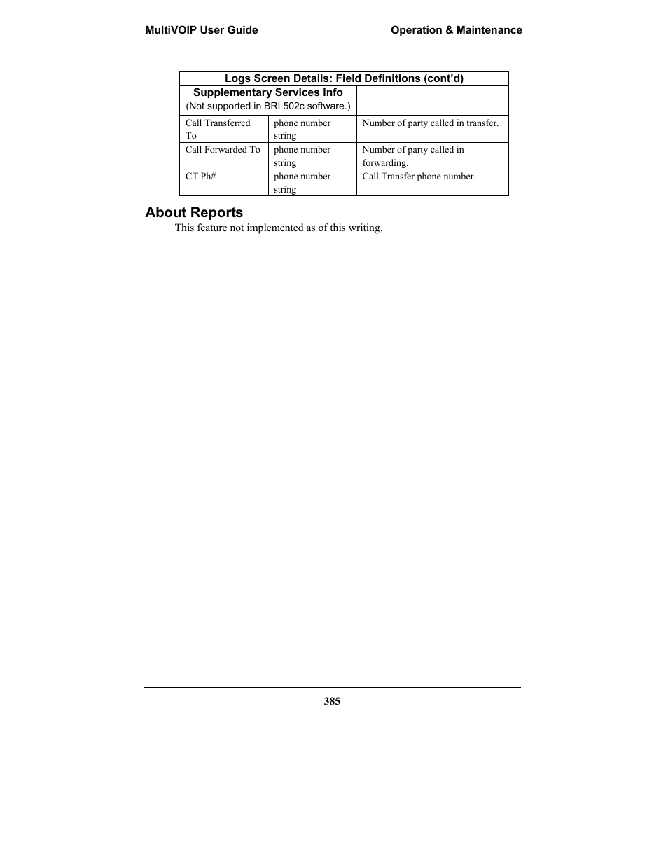 About reports | Multi-Tech Systems MULTIVOIP MVP-2410 User Manual | Page 385 / 605