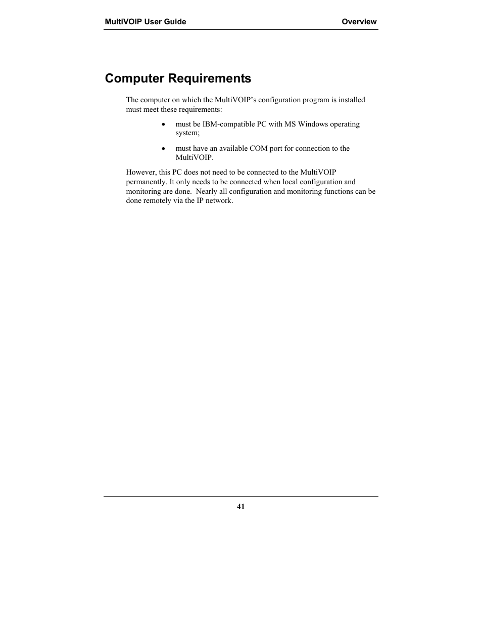 Computer requirements, Omputer, Equirements | Multi-Tech Systems MULTIVOIP MVP-2410 User Manual | Page 41 / 605