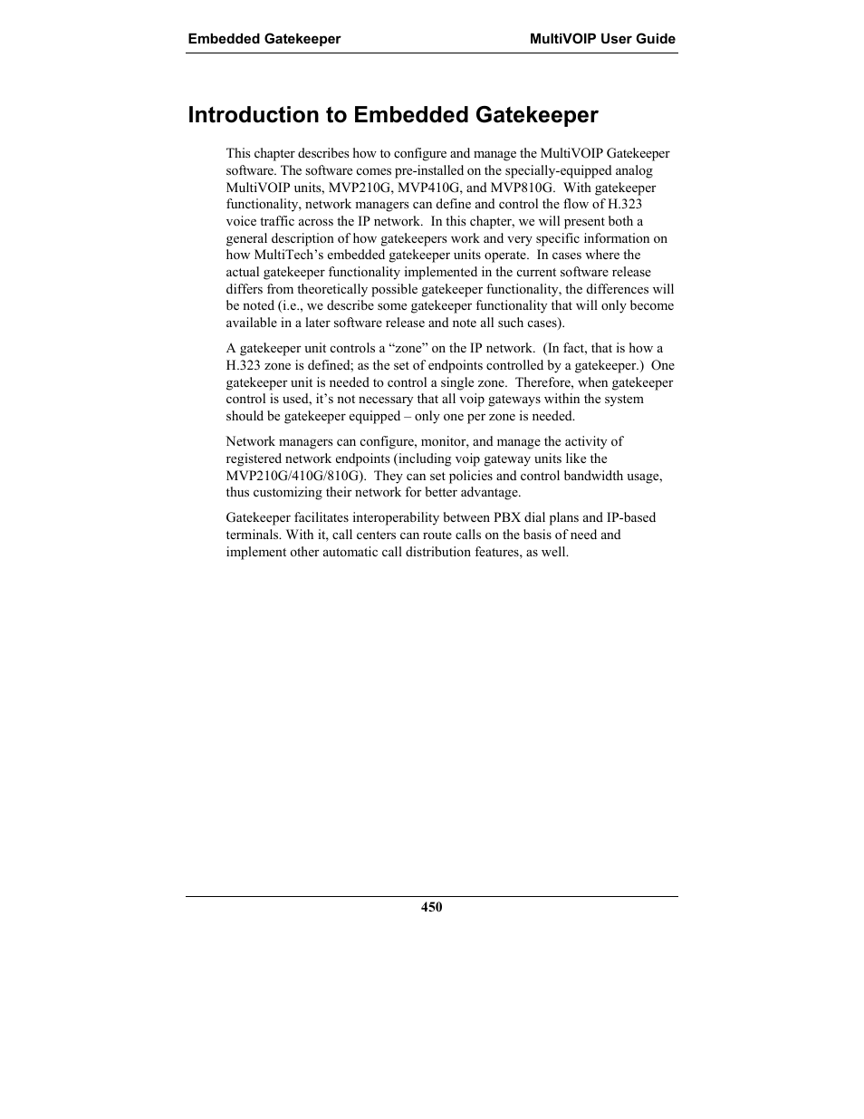 Introduction to embedded gatekeeper, Ntroduction to, Mbedded | Atekeeper | Multi-Tech Systems MULTIVOIP MVP-2410 User Manual | Page 450 / 605