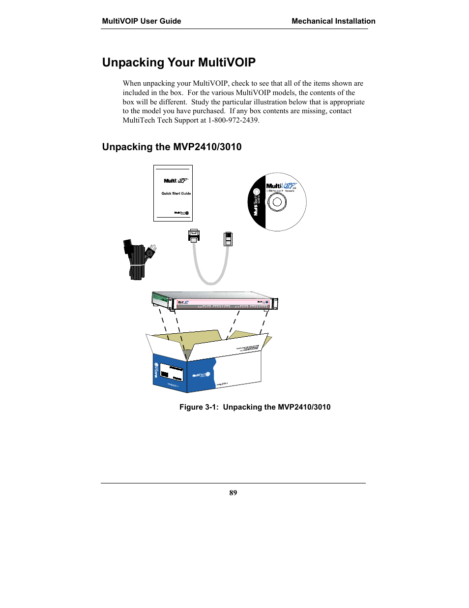 Unpacking your multivoip, Unpacking the mvp2410/3010, Npacking | Ulti, Voip | Multi-Tech Systems MULTIVOIP MVP-2410 User Manual | Page 89 / 605