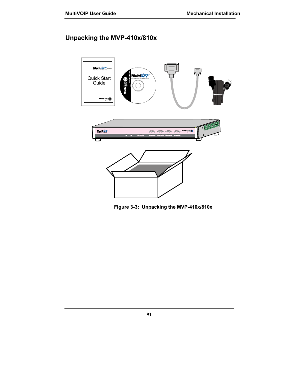 Unpacking the mvp-410x/810x | Multi-Tech Systems MULTIVOIP MVP-2410 User Manual | Page 91 / 605