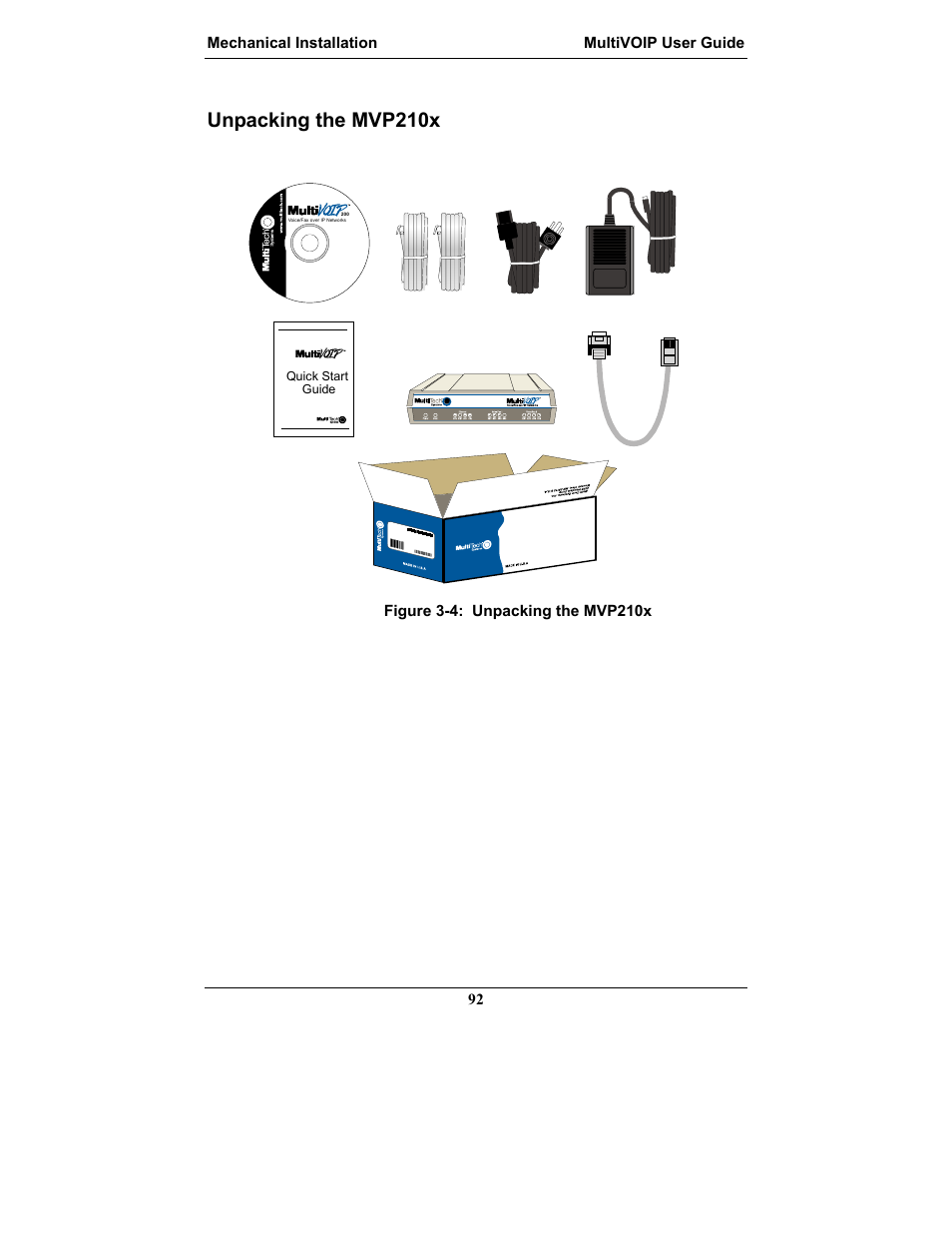 Unpacking the mvp210x | Multi-Tech Systems MULTIVOIP MVP-2410 User Manual | Page 92 / 605