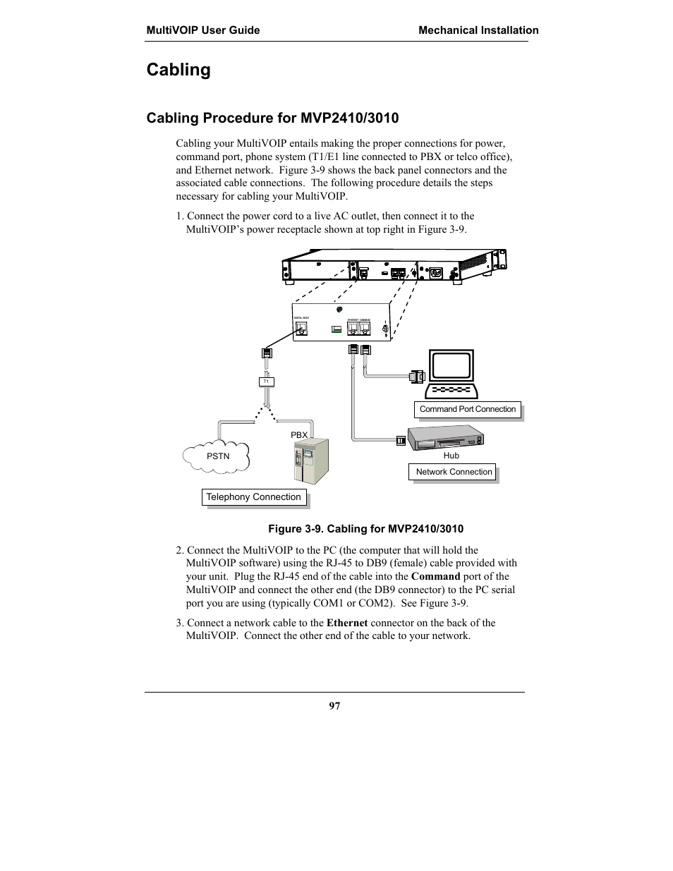 Cabling, Cabling procedure for mvp2410/3010, Abling | Multi-Tech Systems MULTIVOIP MVP-2410 User Manual | Page 97 / 605