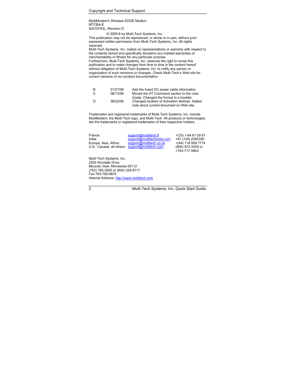 Multi-Tech Systems MTCBA-E User Manual | Page 2 / 8