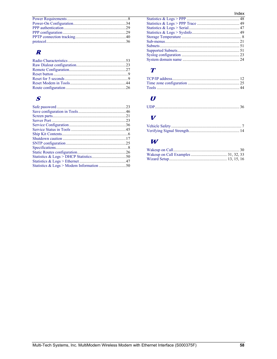 Multi-Tech Systems MULTIMODEM MTCBA-C-EN-NX User Manual | Page 58 / 58