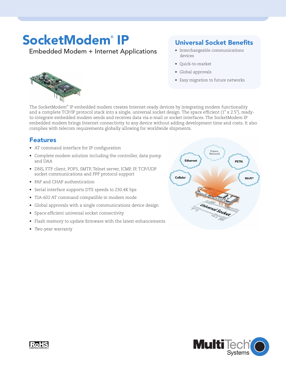 Multi-Tech Systems SocketModem IP FCCCFR47 User Manual | 2 pages