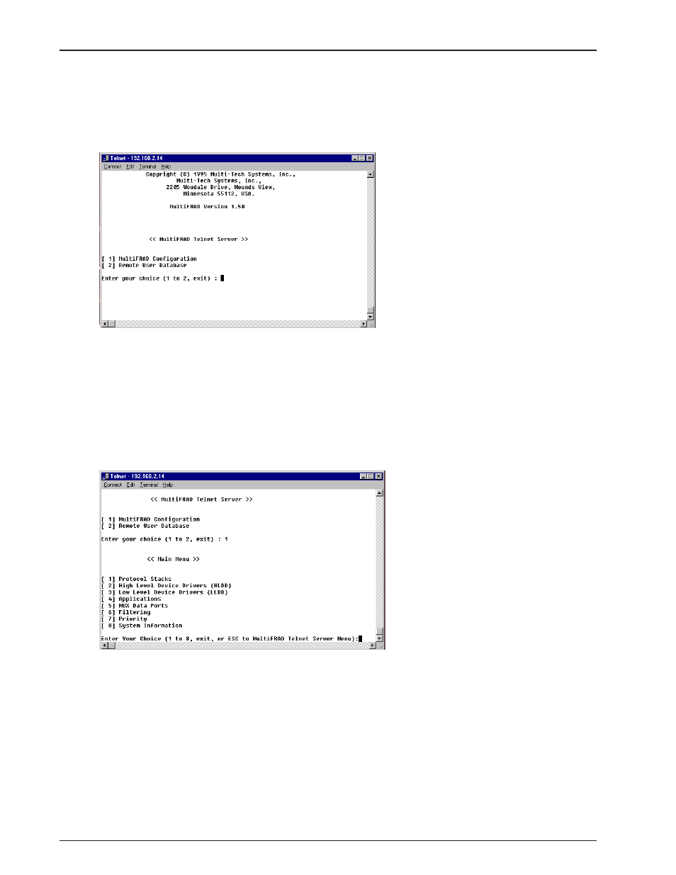 Multifrad management, Multifrad configuration, Multifrad management multifrad configuration | Multi-Tech Systems MultiFRAD FR2201 User Manual | Page 52 / 85