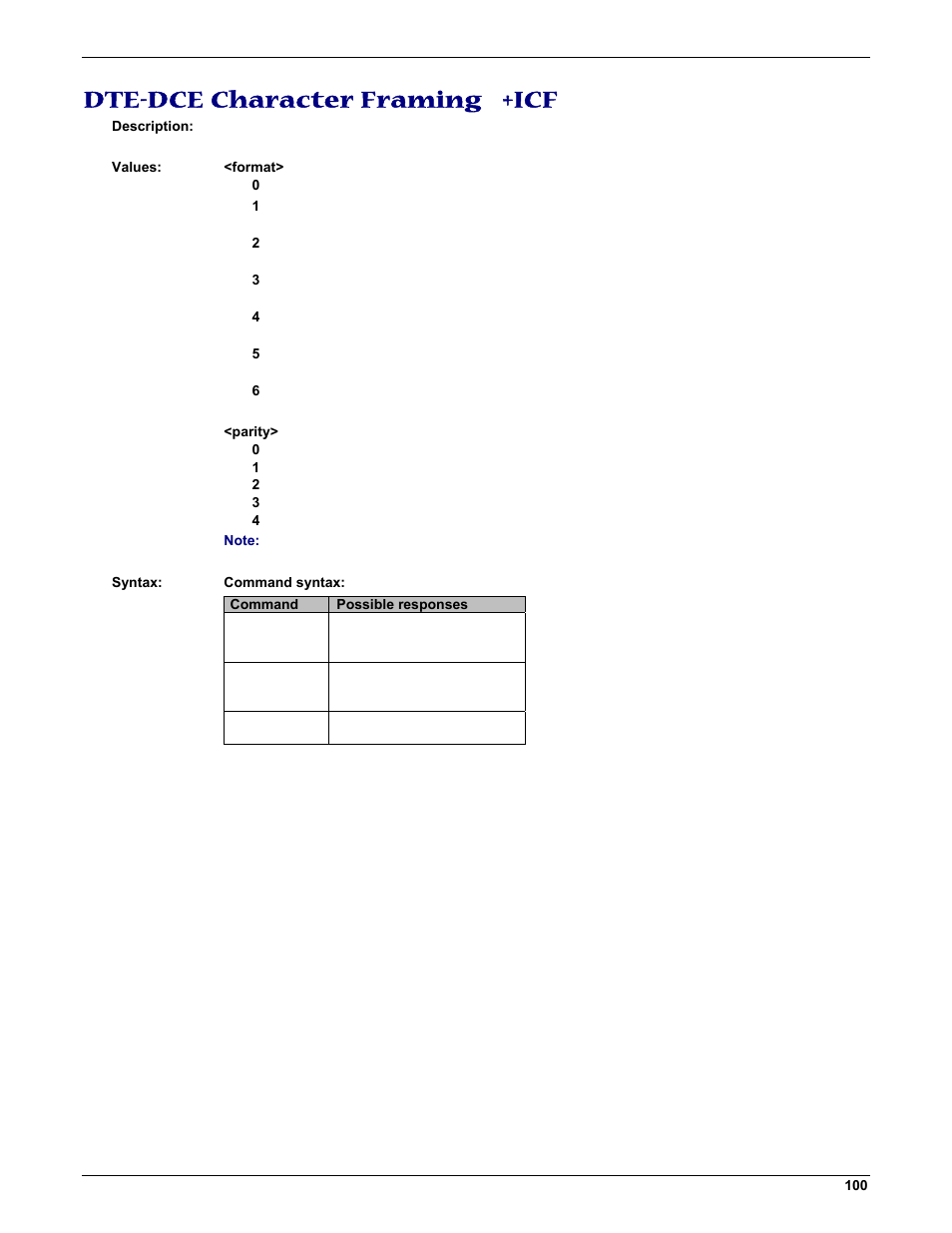 Dte-dce character framing +icf | Multi-Tech Systems MMCModem GPRS (MTMMC-G) User Manual | Page 100 / 203
