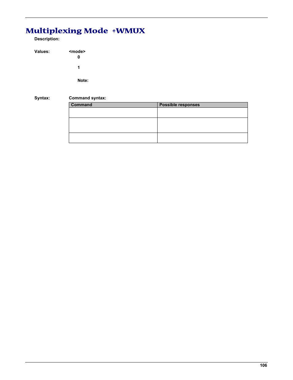 Multiplexing mode +wmux | Multi-Tech Systems MMCModem GPRS (MTMMC-G) User Manual | Page 106 / 203