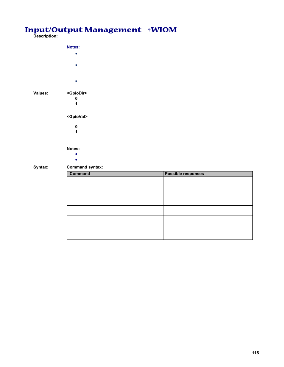 Input/output management +wiom | Multi-Tech Systems MMCModem GPRS (MTMMC-G) User Manual | Page 115 / 203