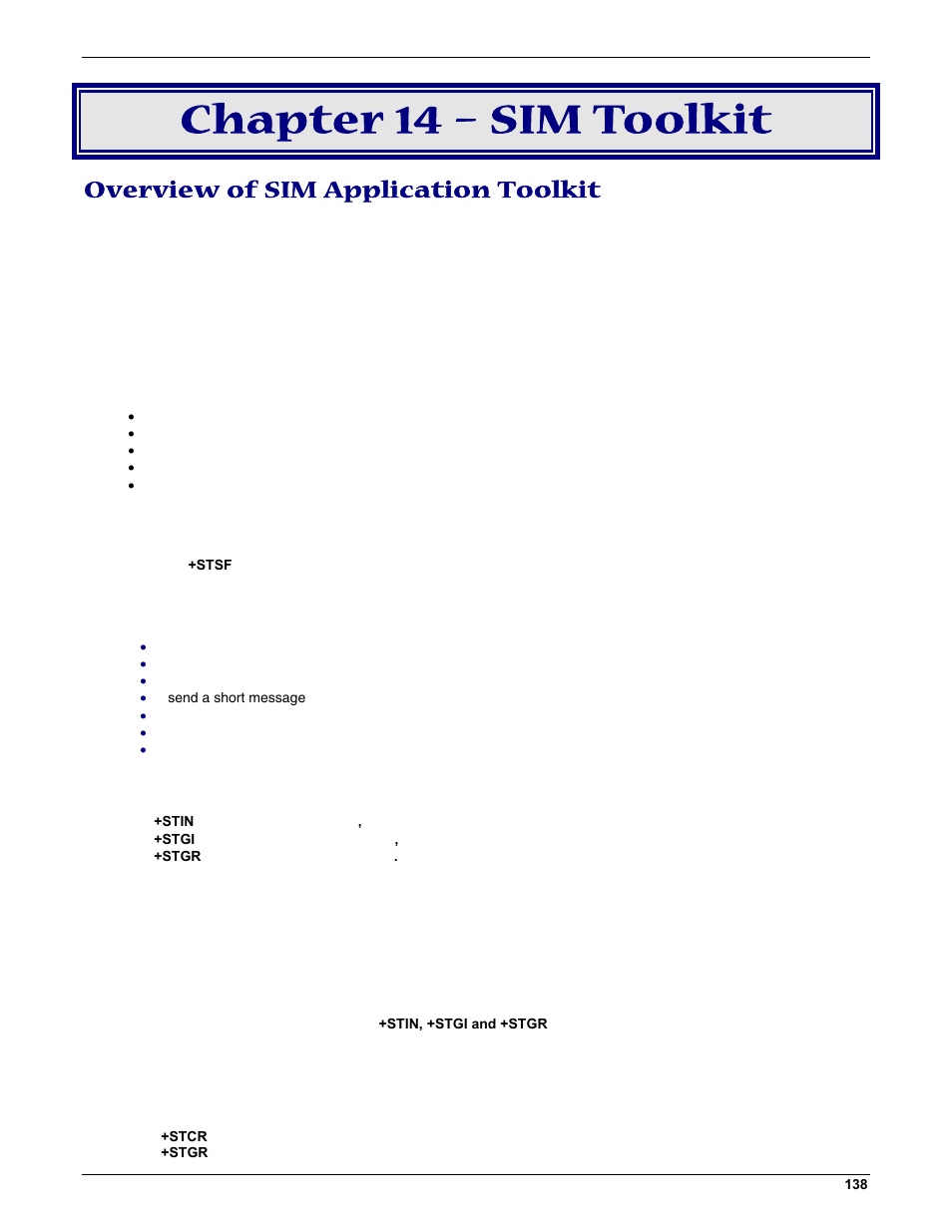 Chapter 14 – sim toolkit, Overview of sim application toolkit | Multi-Tech Systems MMCModem GPRS (MTMMC-G) User Manual | Page 138 / 203