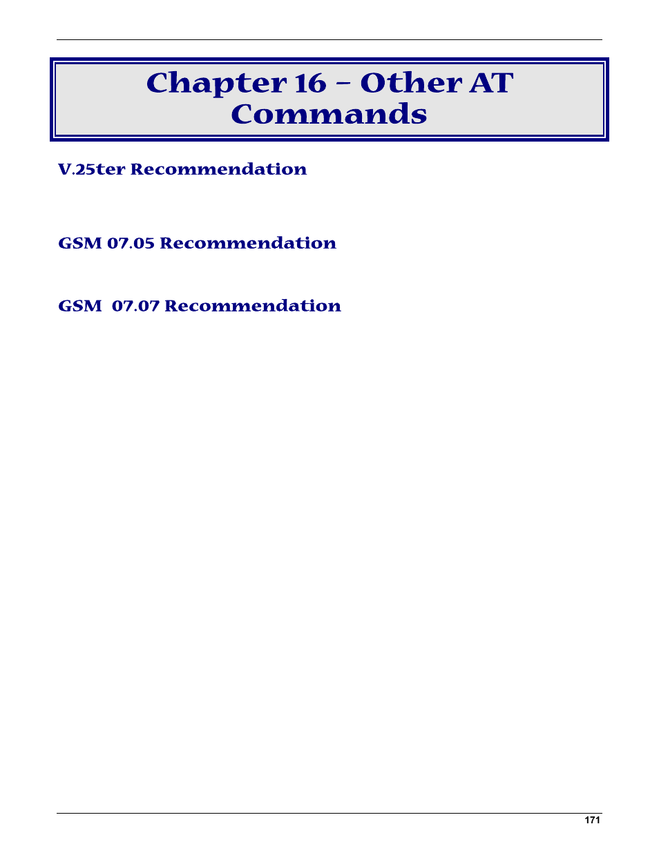 Chapter 16 – other at commands | Multi-Tech Systems MMCModem GPRS (MTMMC-G) User Manual | Page 171 / 203
