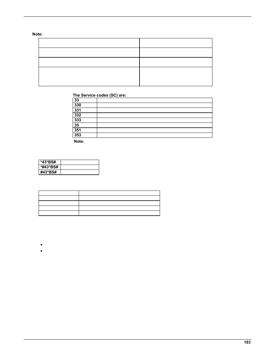 Call barring, Call waiting, Number presentation | Operator names | Multi-Tech Systems MMCModem GPRS (MTMMC-G) User Manual | Page 183 / 203