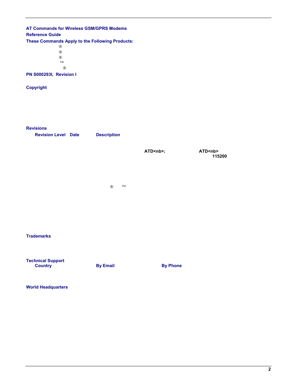 Multi-Tech Systems MMCModem GPRS (MTMMC-G) User Manual | Page 2 / 203