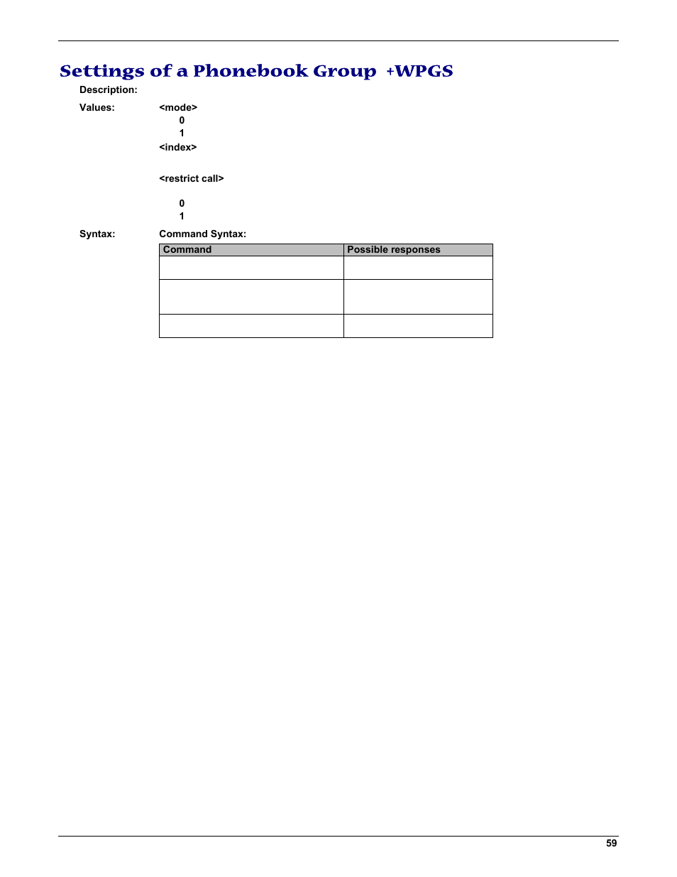 Settings of a phonebook group +wpgs | Multi-Tech Systems MMCModem GPRS (MTMMC-G) User Manual | Page 59 / 203