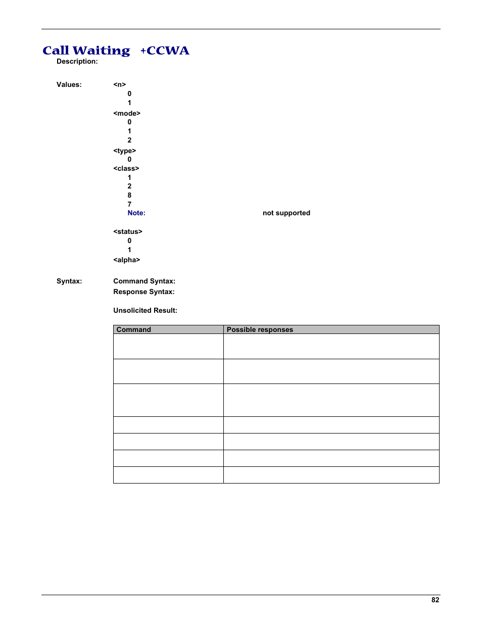 Call waiting +ccwa | Multi-Tech Systems MMCModem GPRS (MTMMC-G) User Manual | Page 82 / 203