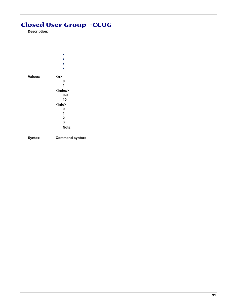 Closed user group +ccug | Multi-Tech Systems MMCModem GPRS (MTMMC-G) User Manual | Page 91 / 203