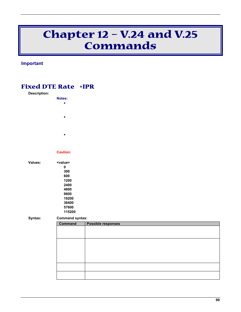 Fixed dte rate +ipr | Multi-Tech Systems MMCModem GPRS (MTMMC-G) User Manual | Page 99 / 203