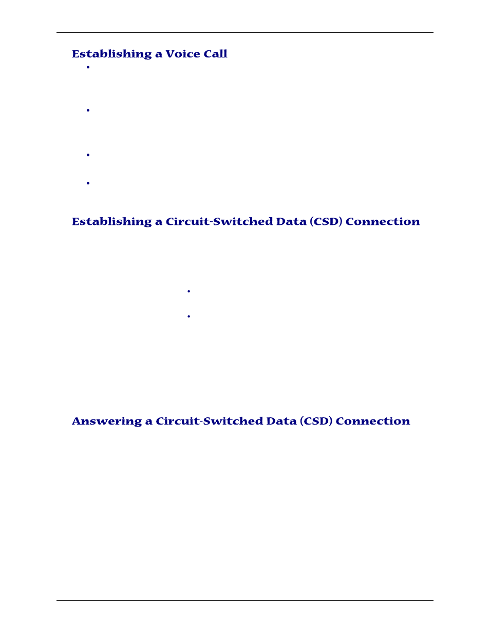 Establishing a voice call, Answering a circuit-switched data (csd) connection | Multi-Tech Systems MTCBA-G-F4 User Manual | Page 16 / 30