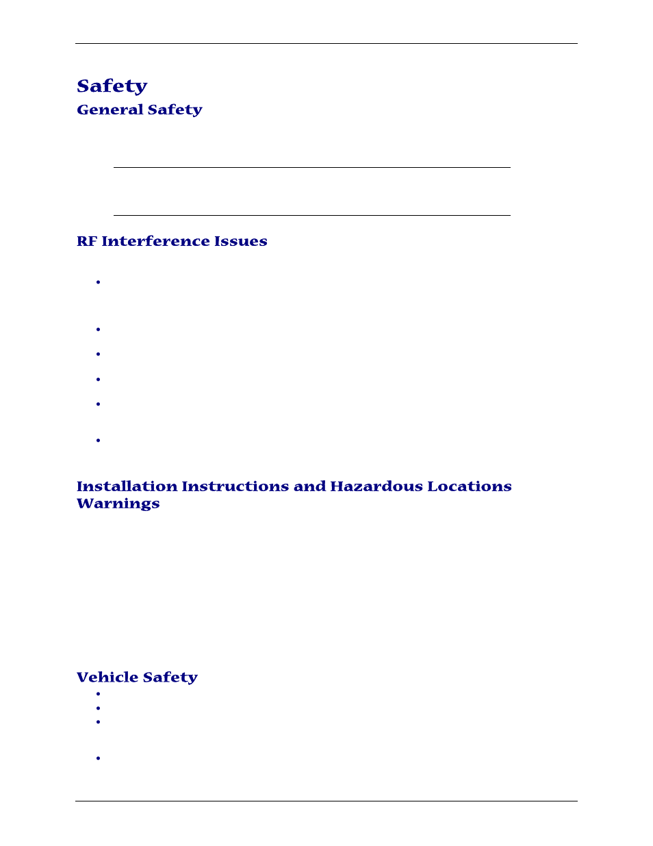 Safety, General safety, Rf interference issues | Vehicle safety | Multi-Tech Systems MTCBA-G-F4 User Manual | Page 5 / 30