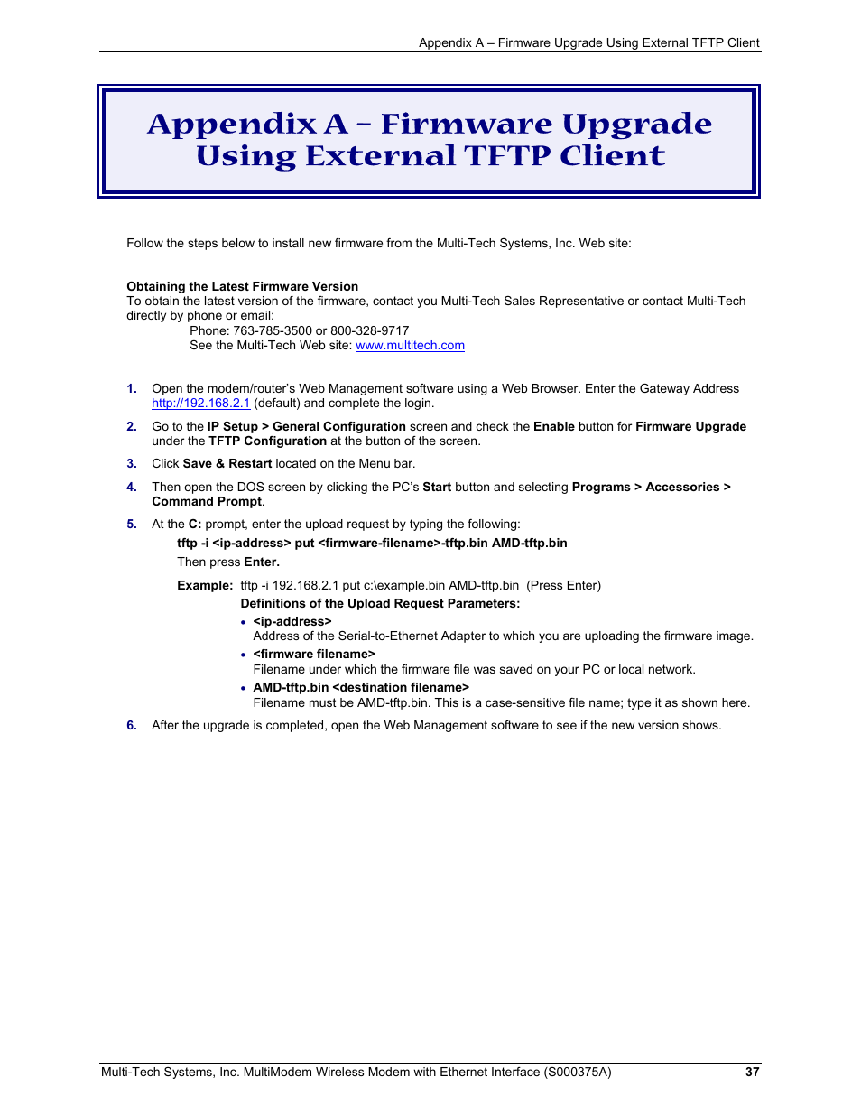 Multi-Tech Systems MultiModem User Manual | Page 37 / 42