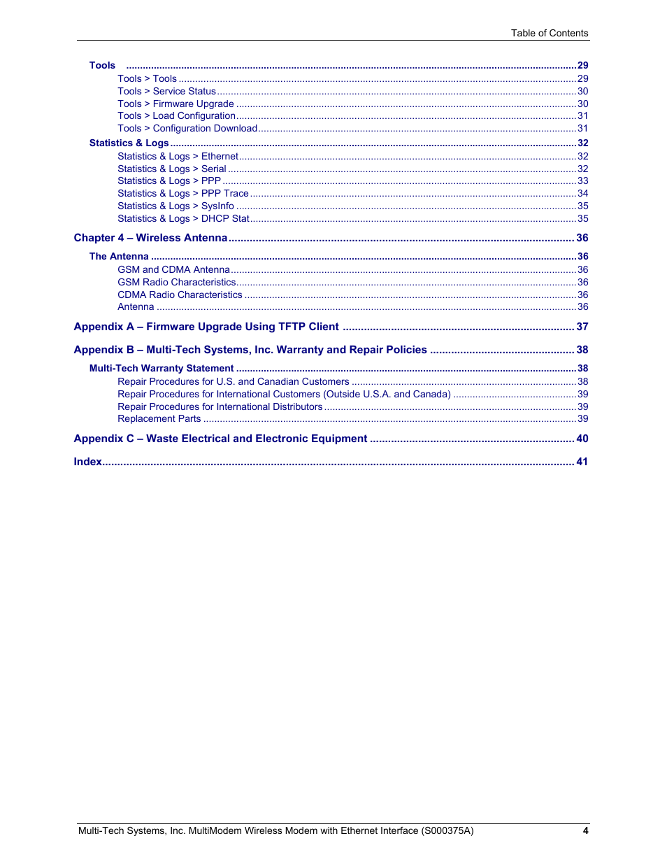 Multi-Tech Systems MultiModem User Manual | Page 4 / 42