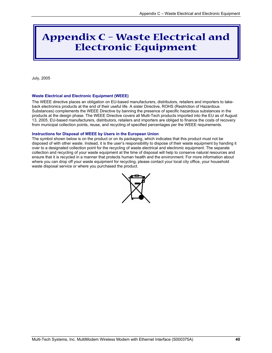 Multi-Tech Systems MultiModem User Manual | Page 40 / 42