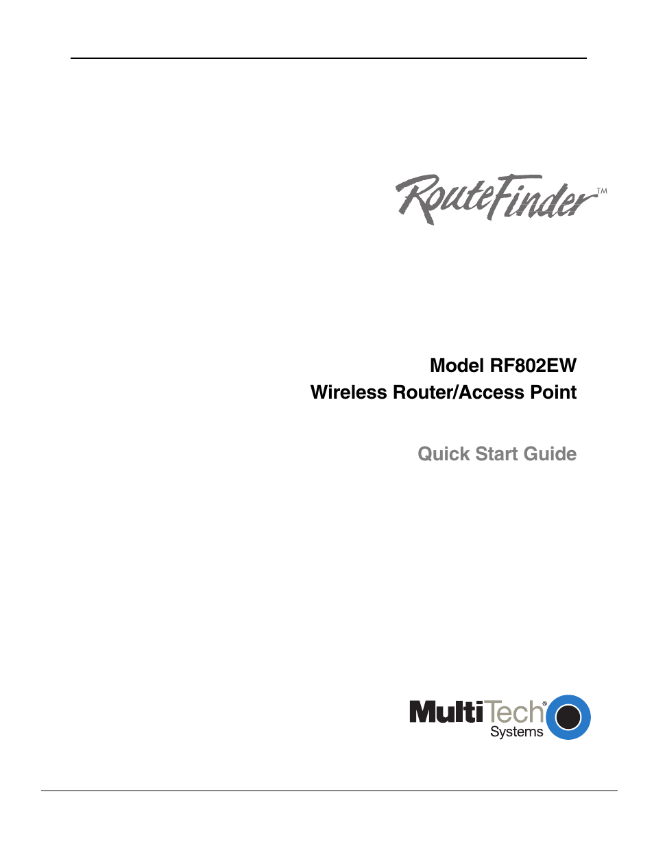 Multi-Tech Systems ROUTEFINDER RF802EW User Manual | 28 pages