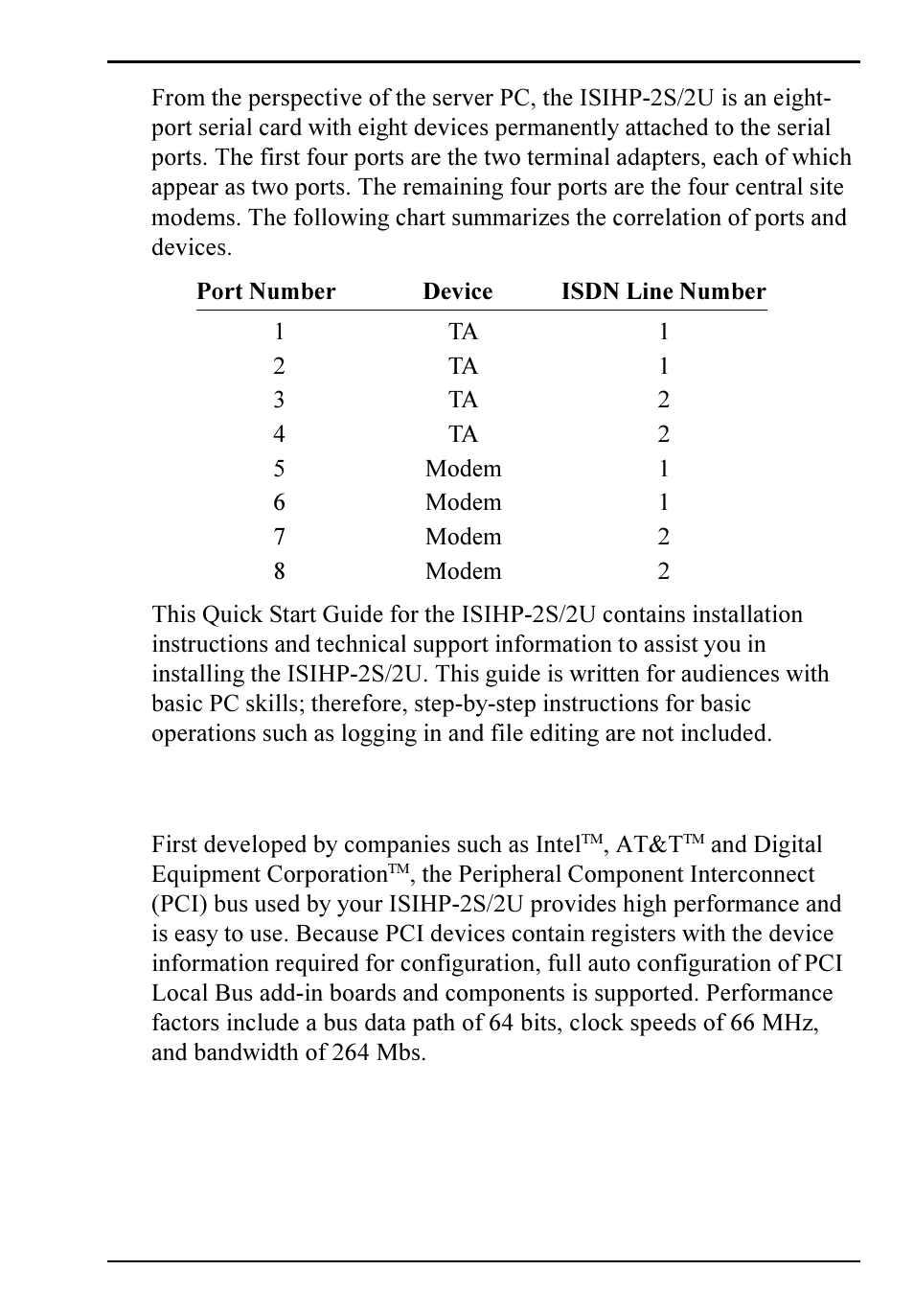 Peripiheral component interconnect (pci) | Multi-Tech Systems ISIHP-2S User Manual | Page 5 / 63