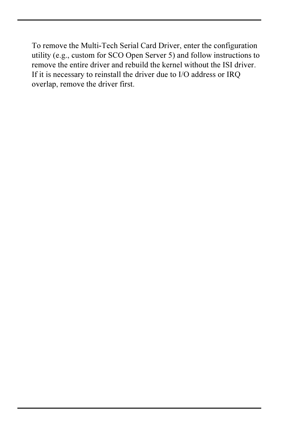 Removing the driver (sco open server 5) | Multi-Tech Systems ISIHP-2S User Manual | Page 58 / 63