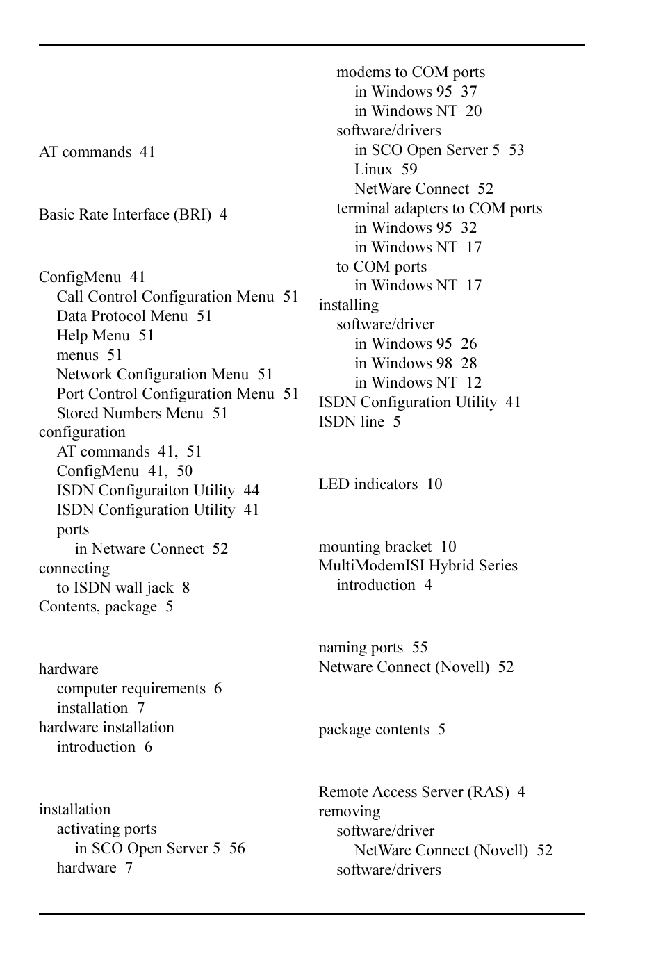 Index | Multi-Tech Systems ISIHP-2S User Manual | Page 62 / 63