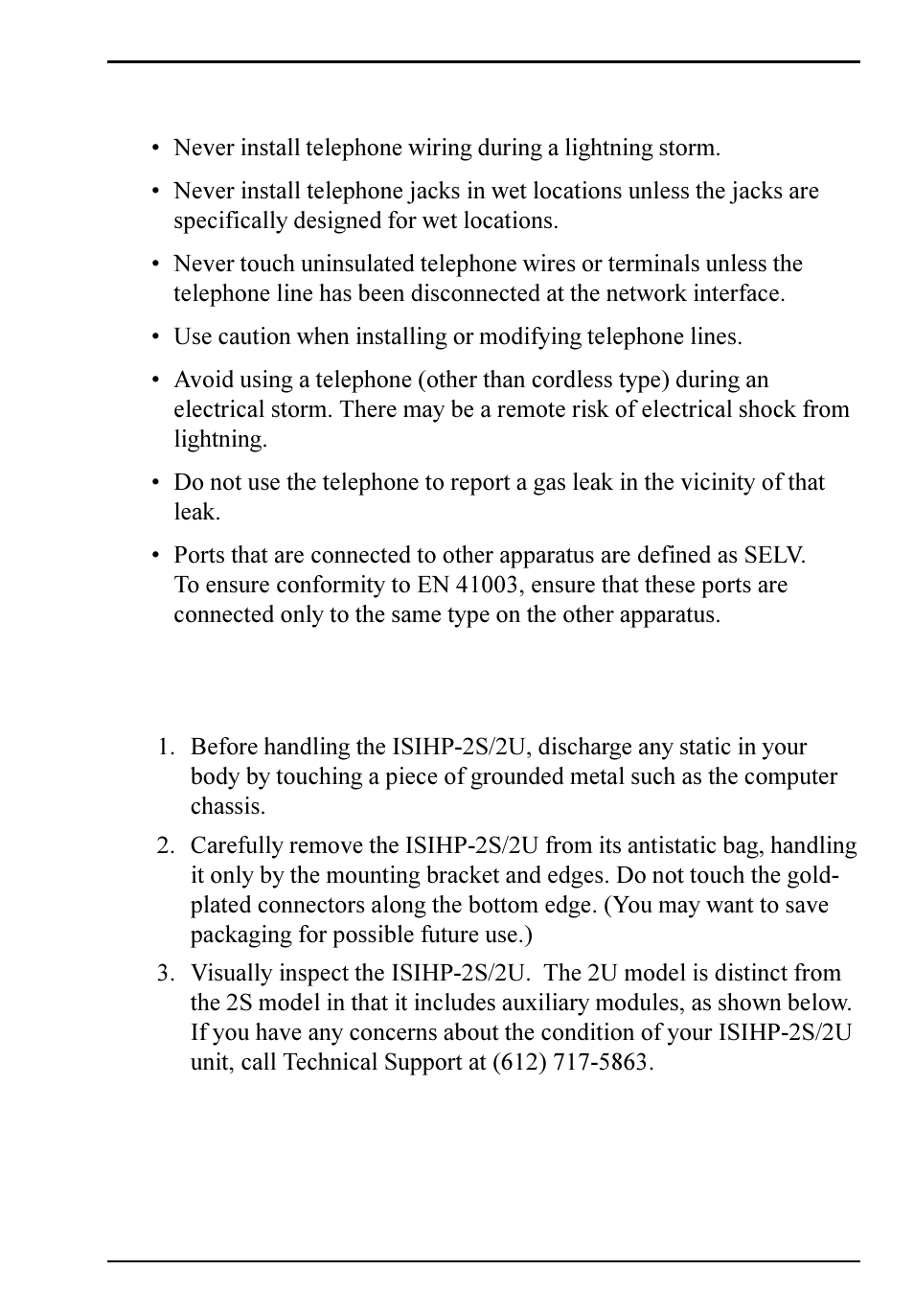 Safety warnings, Hardware installation procedure | Multi-Tech Systems ISIHP-2S User Manual | Page 7 / 63