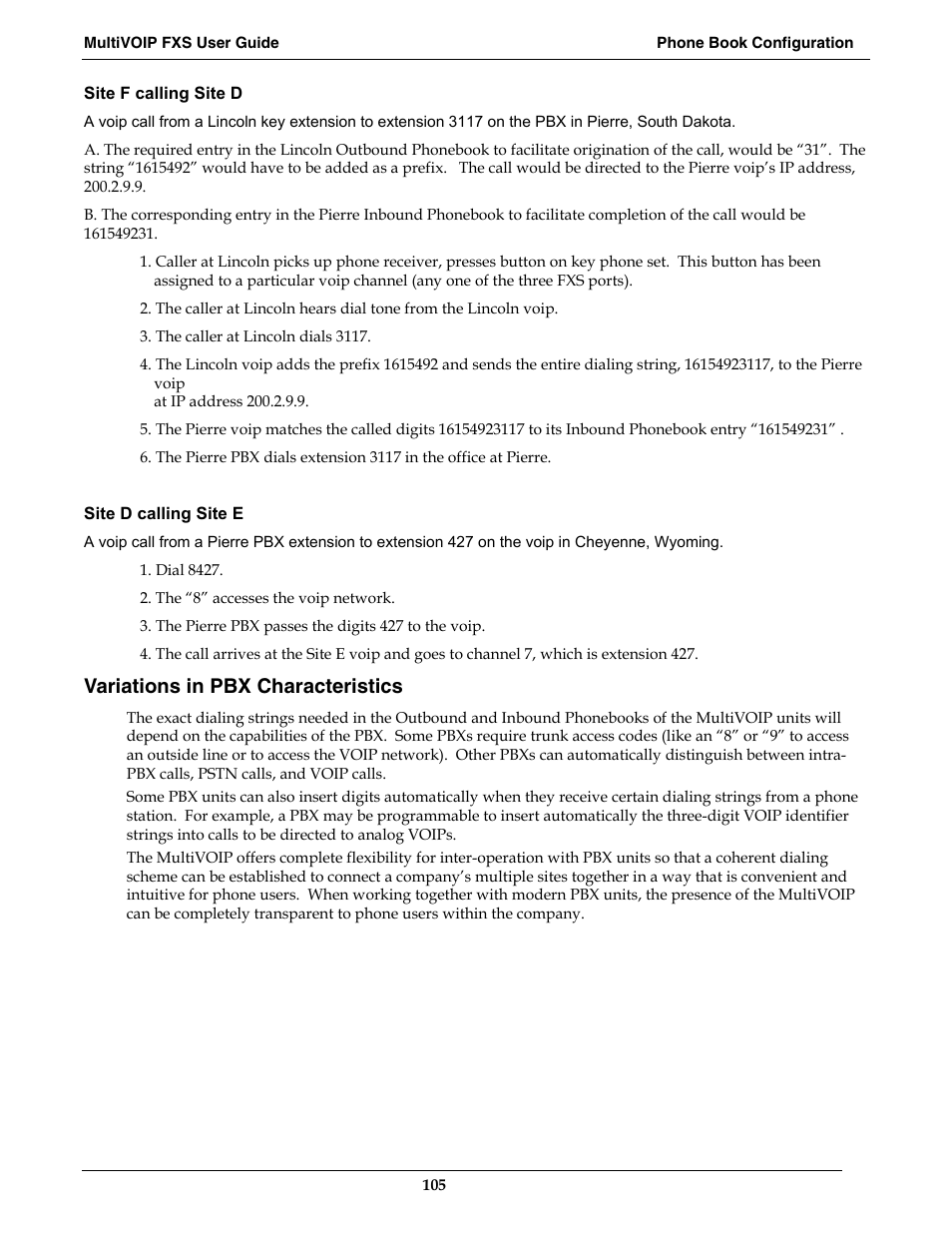 Variations in pbx characteristics | Multi-Tech Systems MVPFXS-16 User Manual | Page 105 / 165