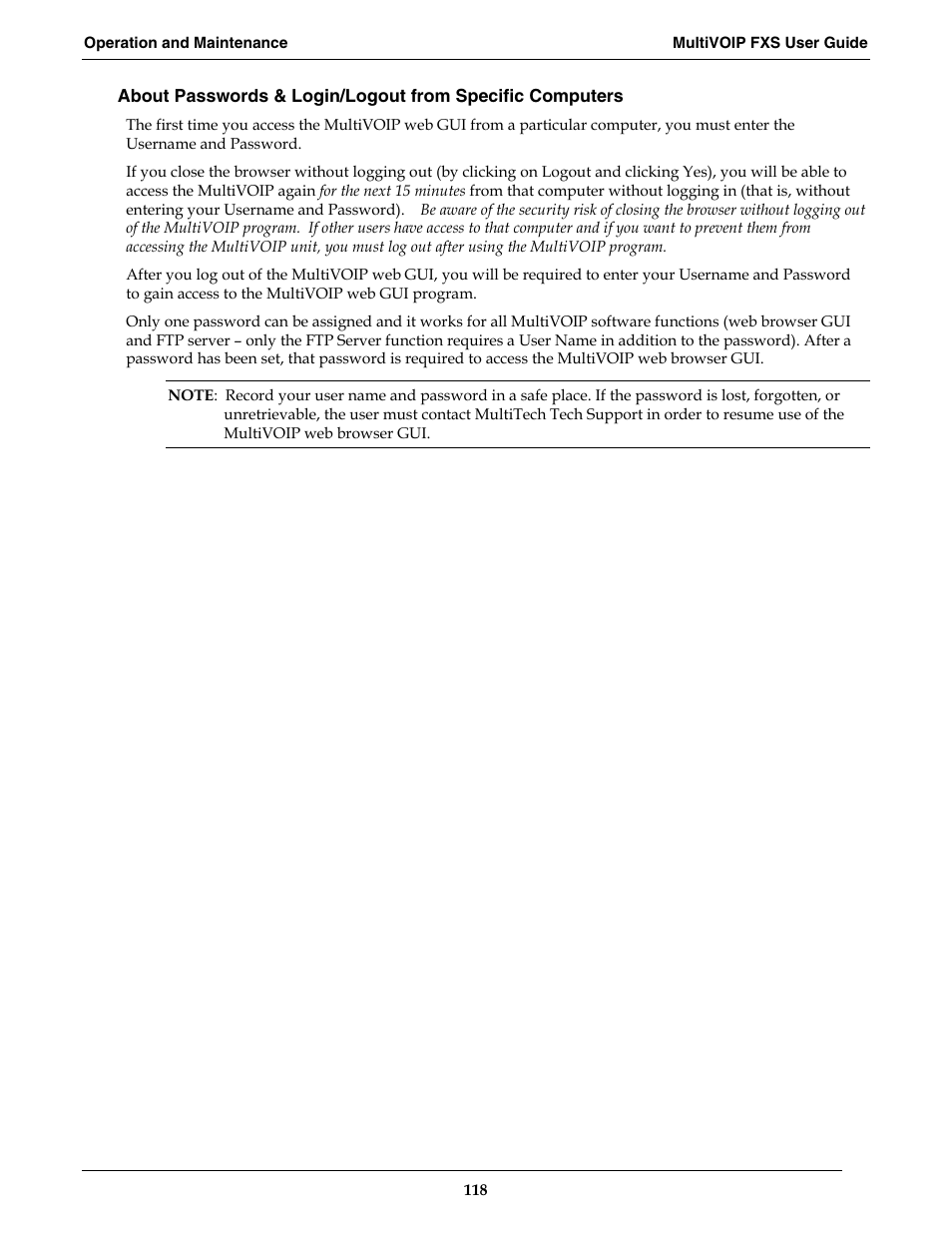 Multi-Tech Systems MVPFXS-16 User Manual | Page 118 / 165