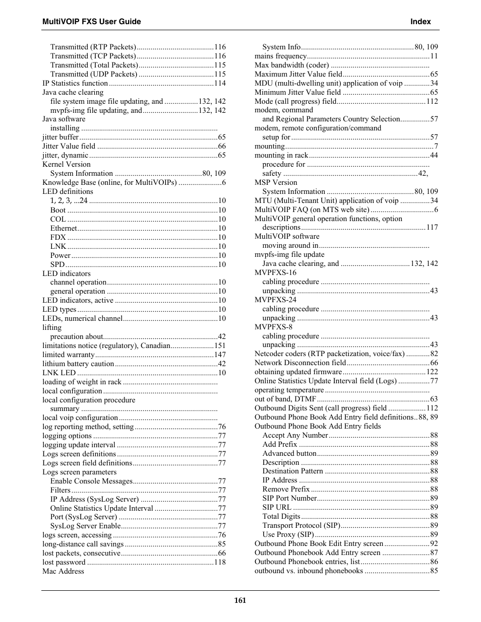 Multi-Tech Systems MVPFXS-16 User Manual | Page 161 / 165