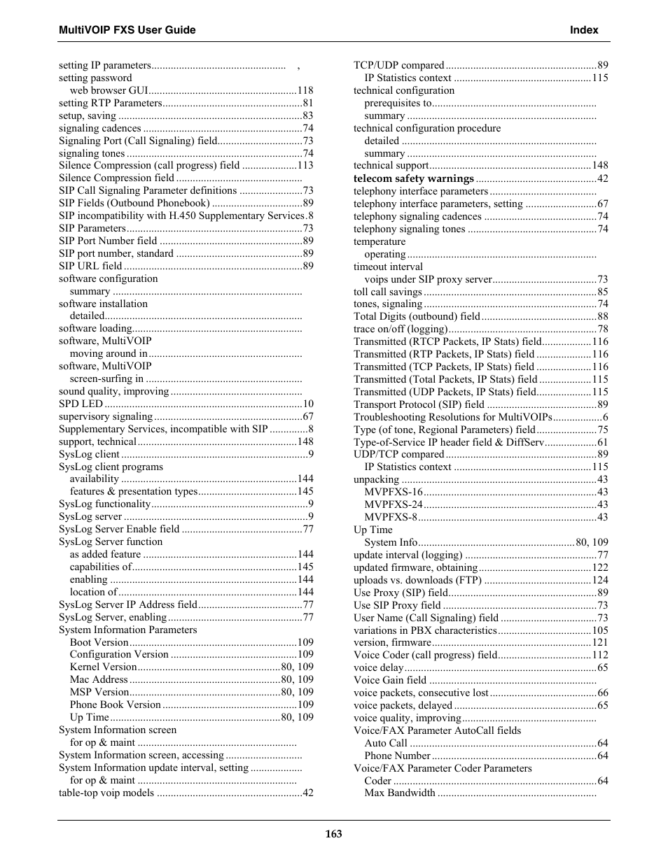 Multi-Tech Systems MVPFXS-16 User Manual | Page 163 / 165