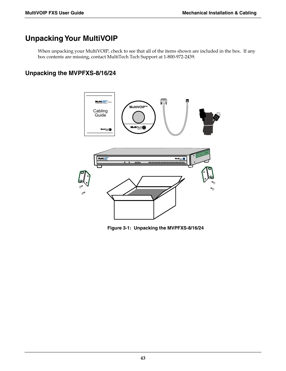Unpacking your multivoip | Multi-Tech Systems MVPFXS-16 User Manual | Page 43 / 165